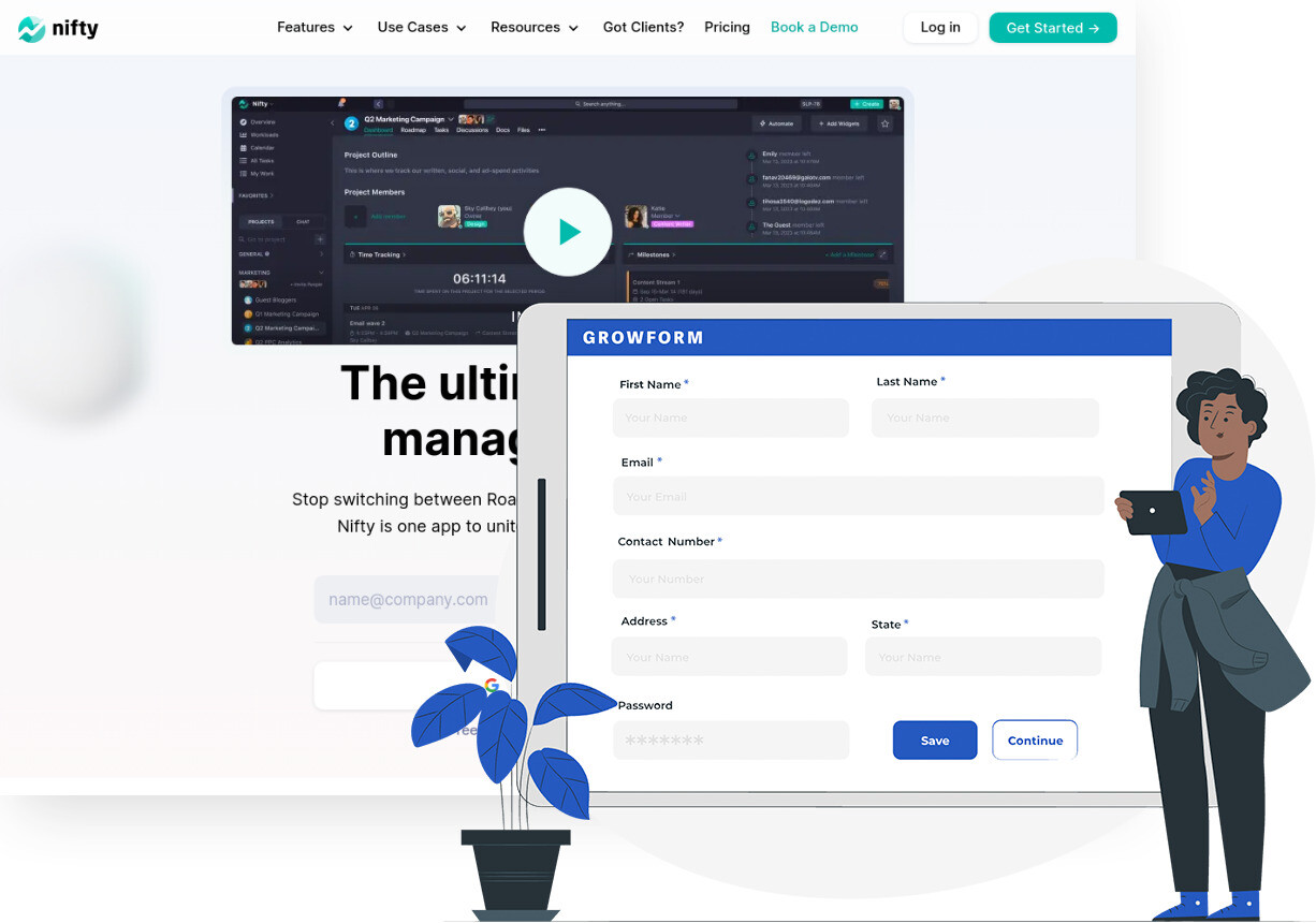 Screenshot of Nifty and Growform form builder