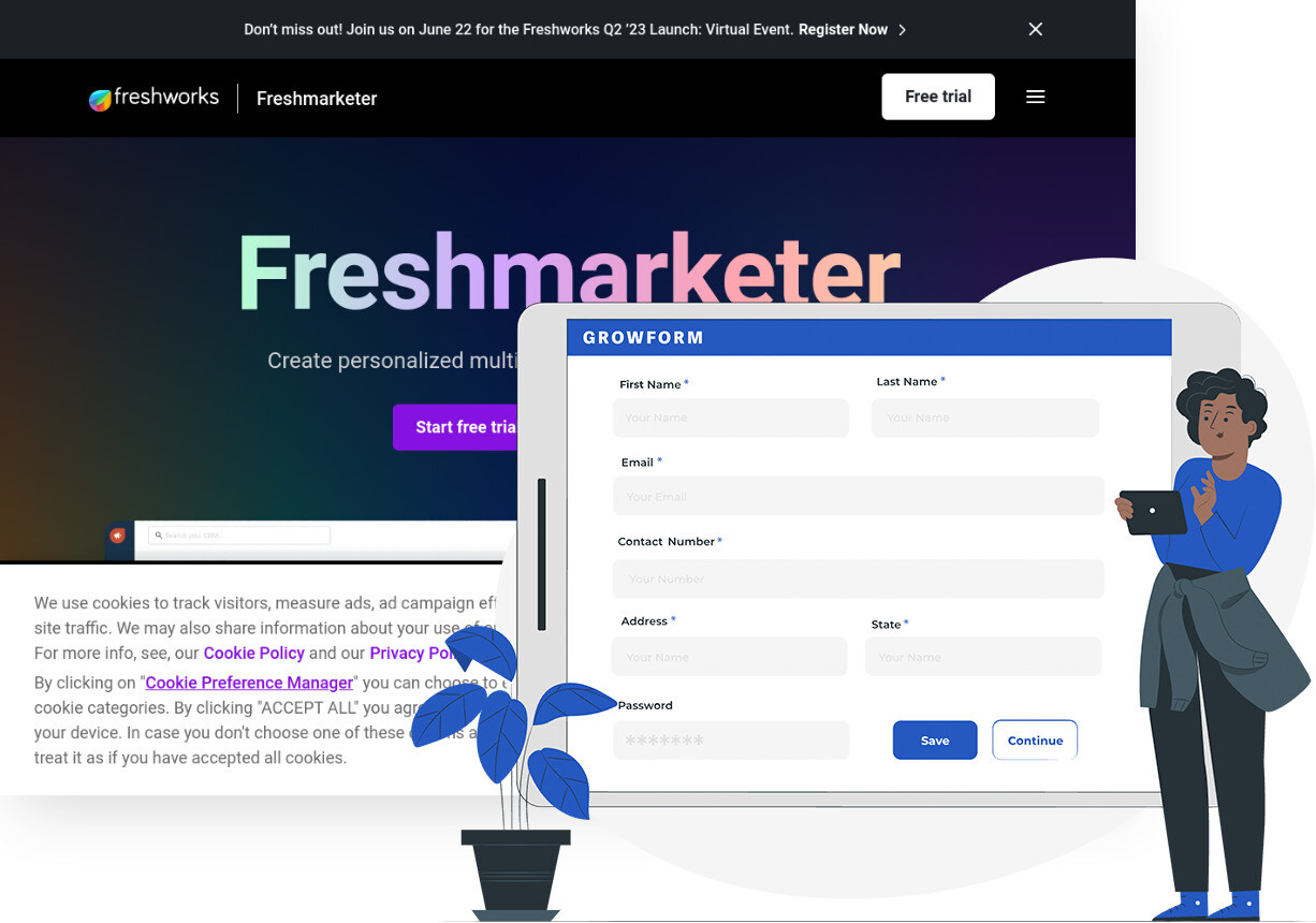 Screenshot of Freshmarketer and Growform form builder