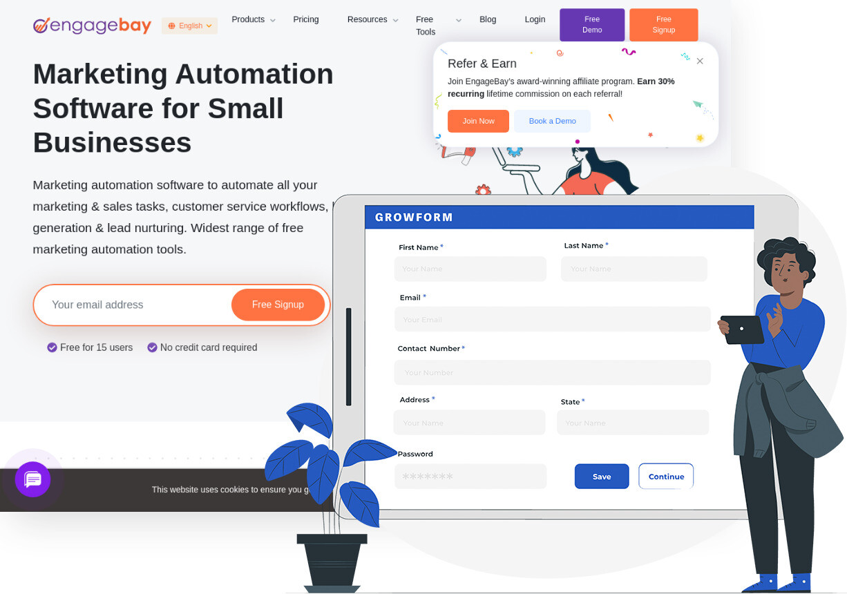 Screenshot of EngageBay Marketing and Growform form builder