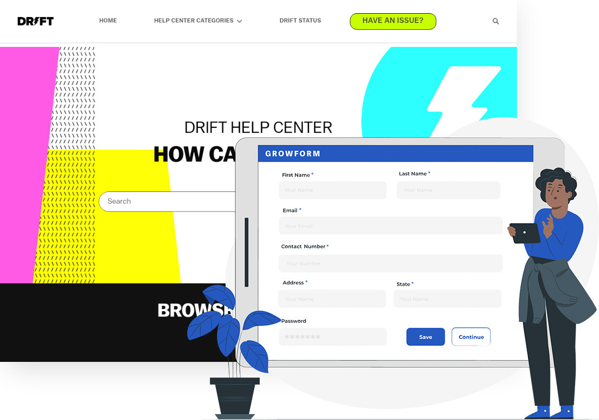 Screenshot of Drift and Growform form builder