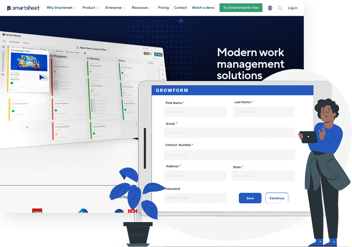 Screenshot of Smartsheet and Growform form builder