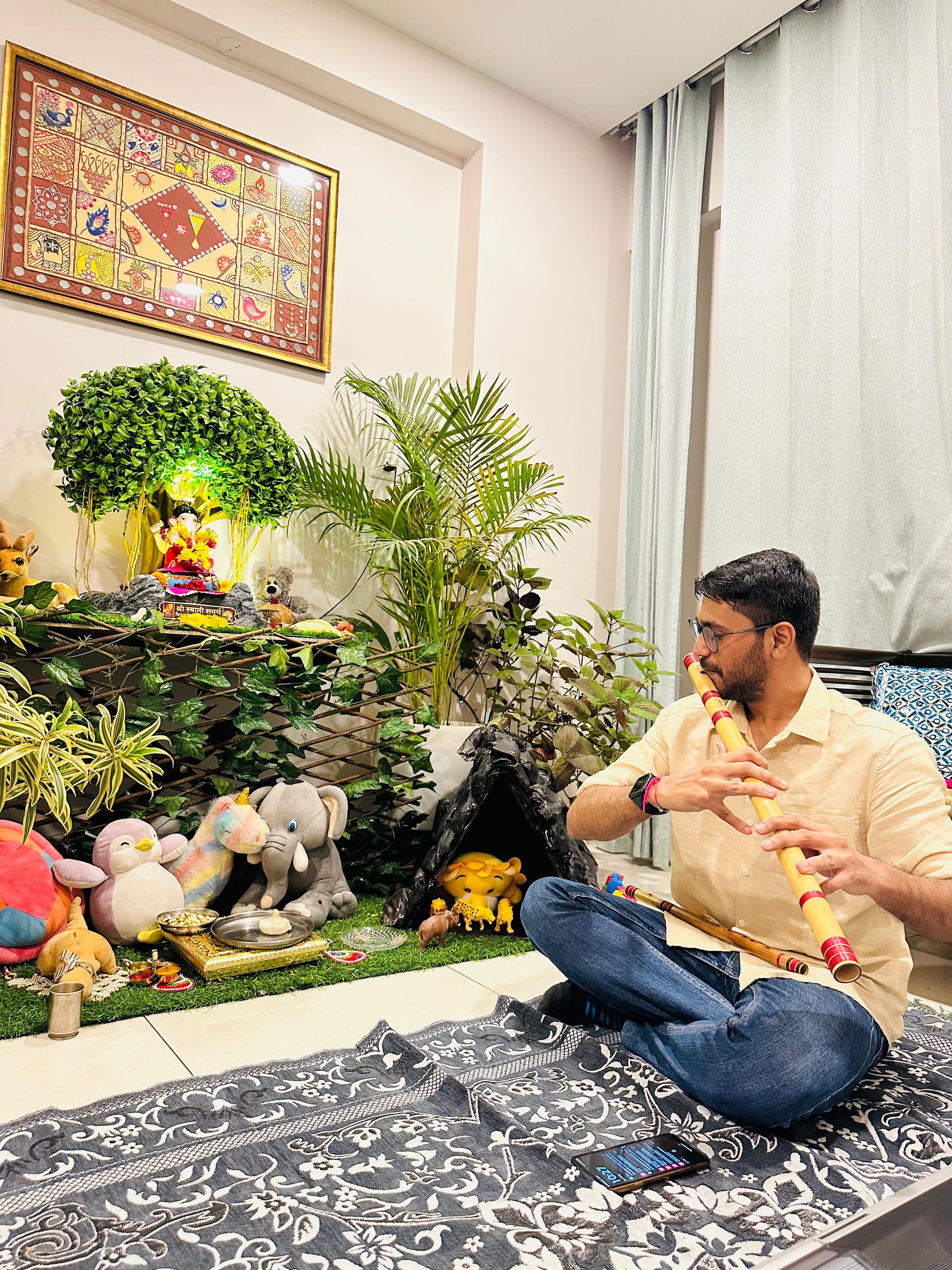 Played Raag Hansdhwani "Vathapi Ganpathim" in front of Ganpati Bappa