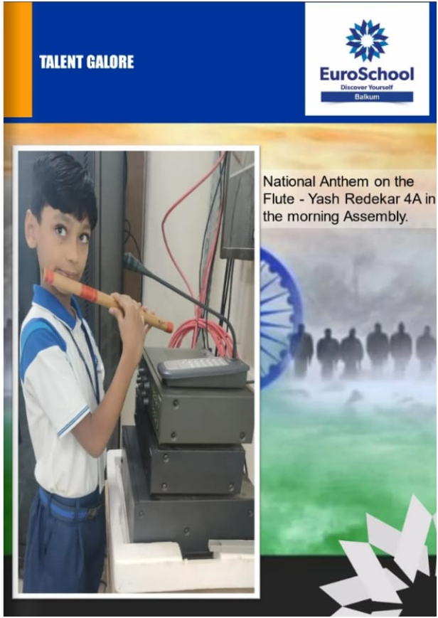 National Anthem on the Flute by Yash Redekar in morning assembly of Euro School, Airoli