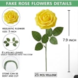 25 White & Yellow Stemless Artificial Roses — photo 2 of 6