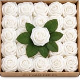 25 White Artificial Roses — photo 1 of 9