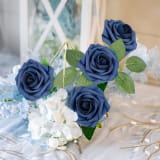 25 Navy Blue Artificial Roses with Stems — photo 4 of 5