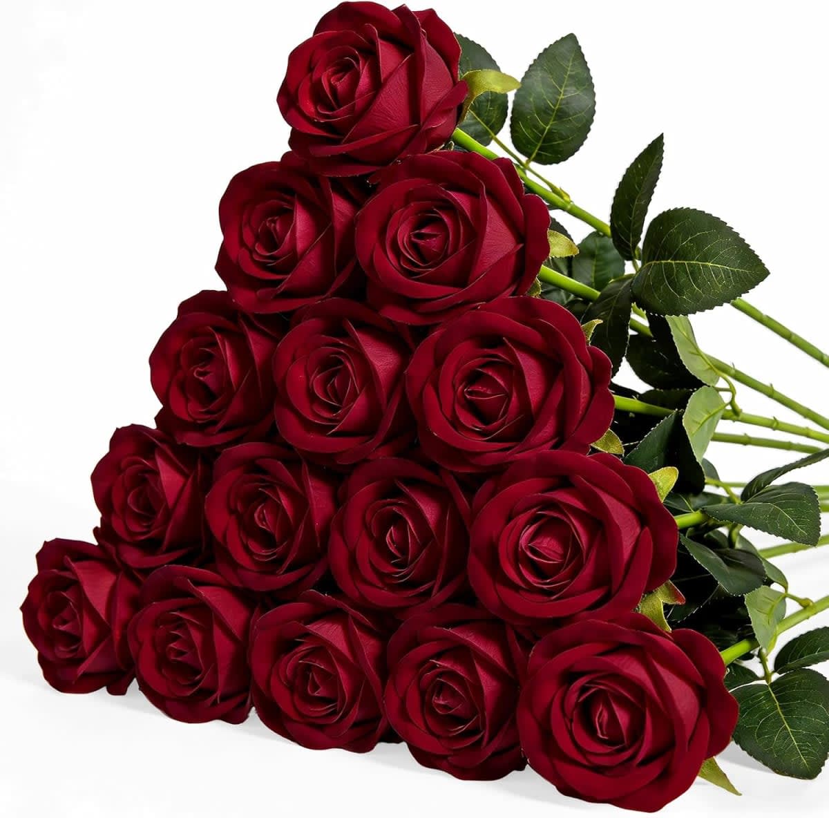 15 Burgundy Artificial Roses with Stems — photo 1 of 5