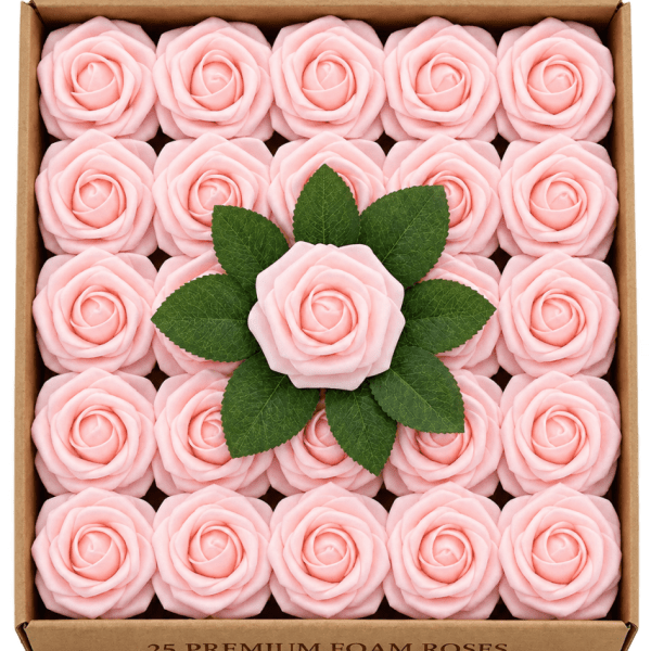 25 Pink Artificial Roses with Stems