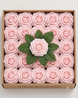 25 Pink Artificial Roses with Stems