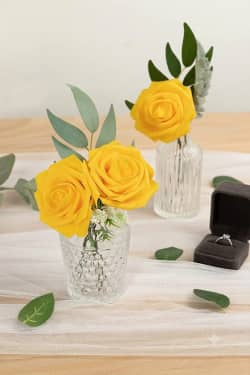 25 Yellow Artificial Roses with Stems — alternate view