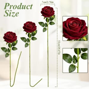 15 Burgundy Artificial Roses with Stems — alternate view