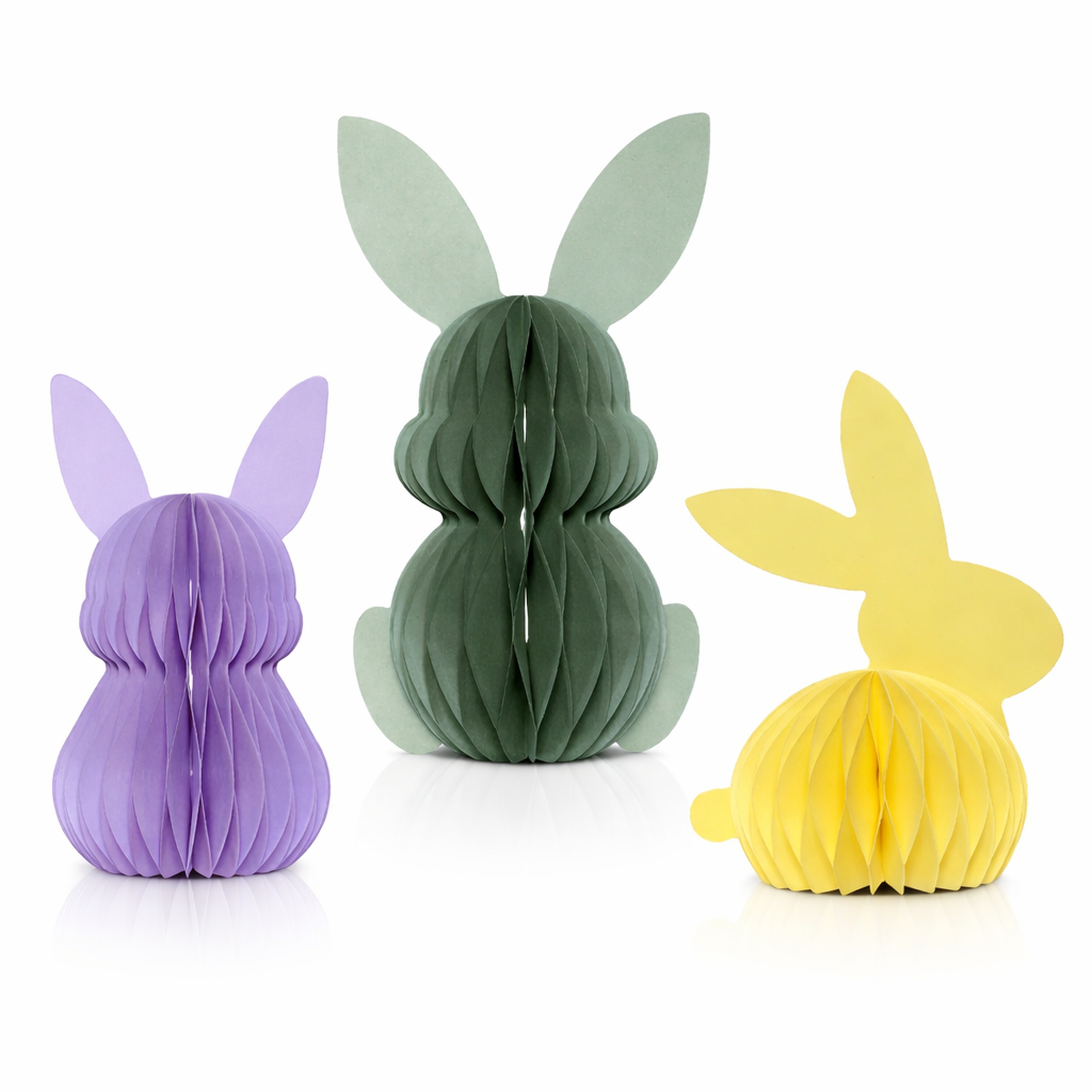Honeycomb Paper Bunny Decoration – 3D Easter Rabbit Table & Party Décor