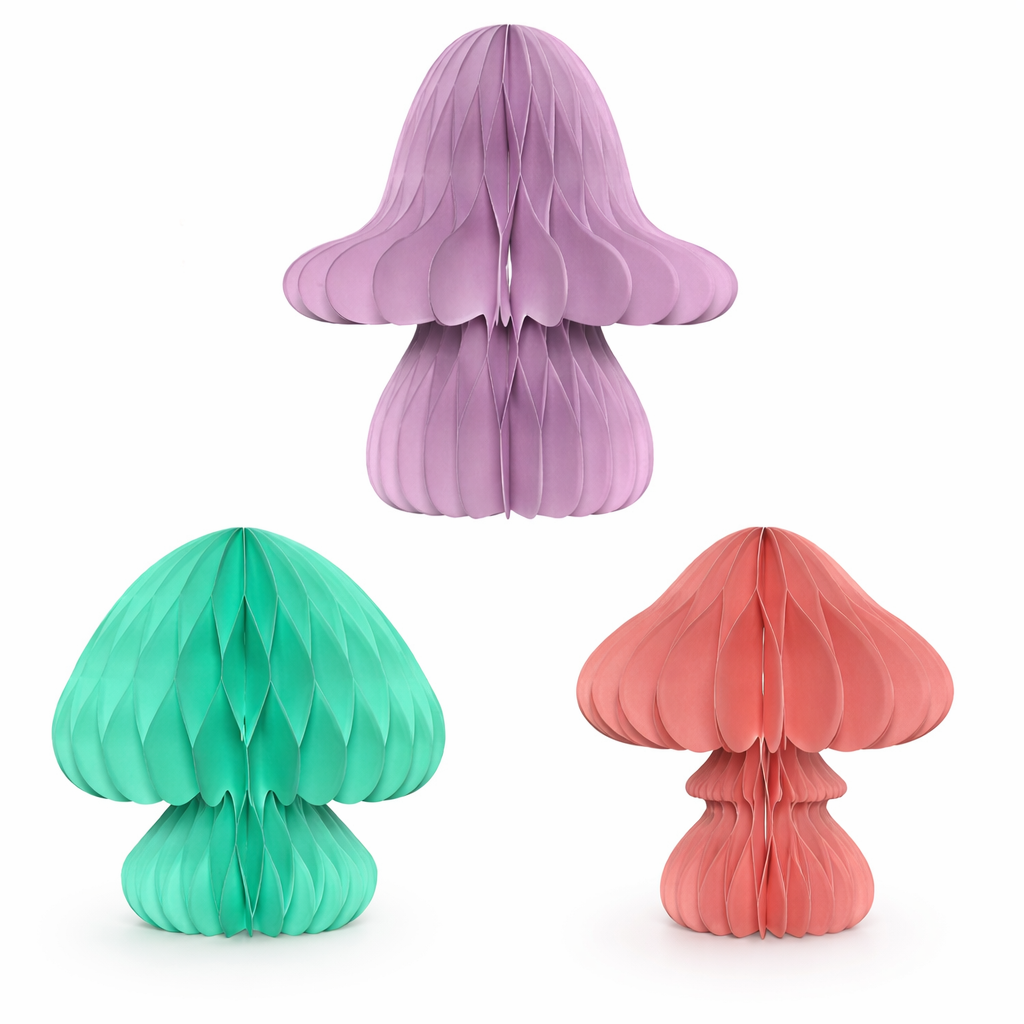 Honeycomb Mushroom Decoration – 3D Paper Toadstool Table Centerpiece