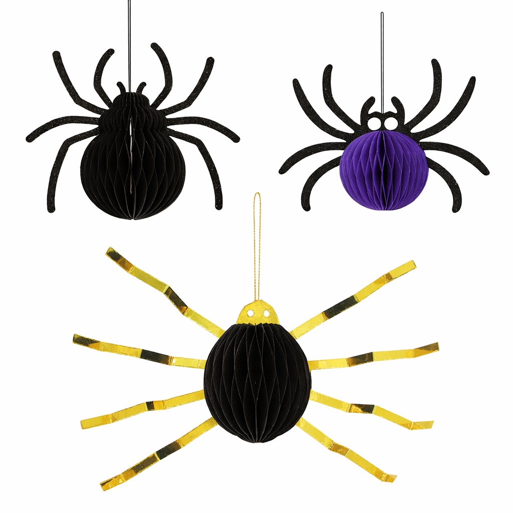 Honeycomb Spider Hanging Decoration – 3D Paper Halloween Spider Ornament