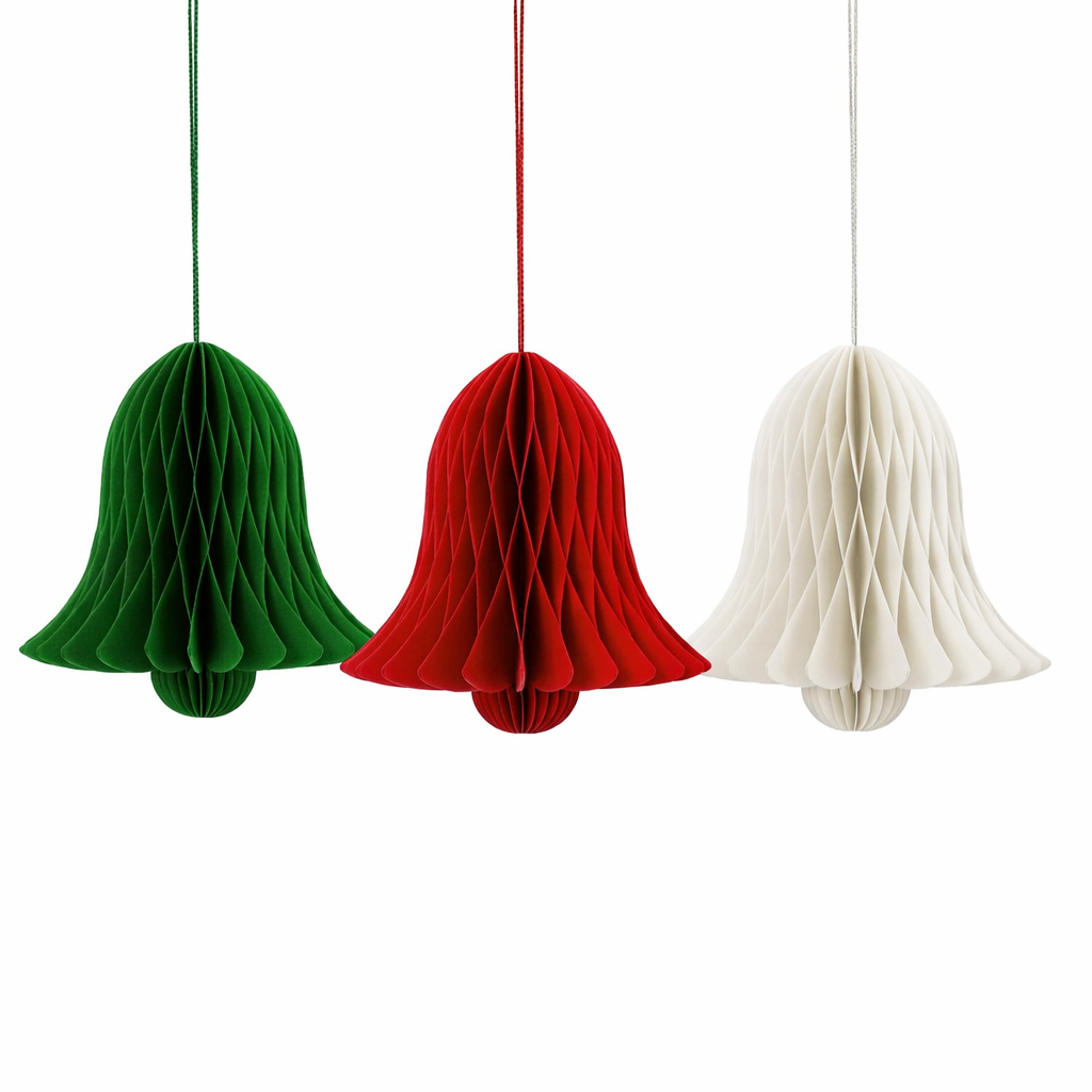 Honeycomb Christmas Bell Hanging Ornament – 3D Paper Holiday Decoration (Multi-Color)