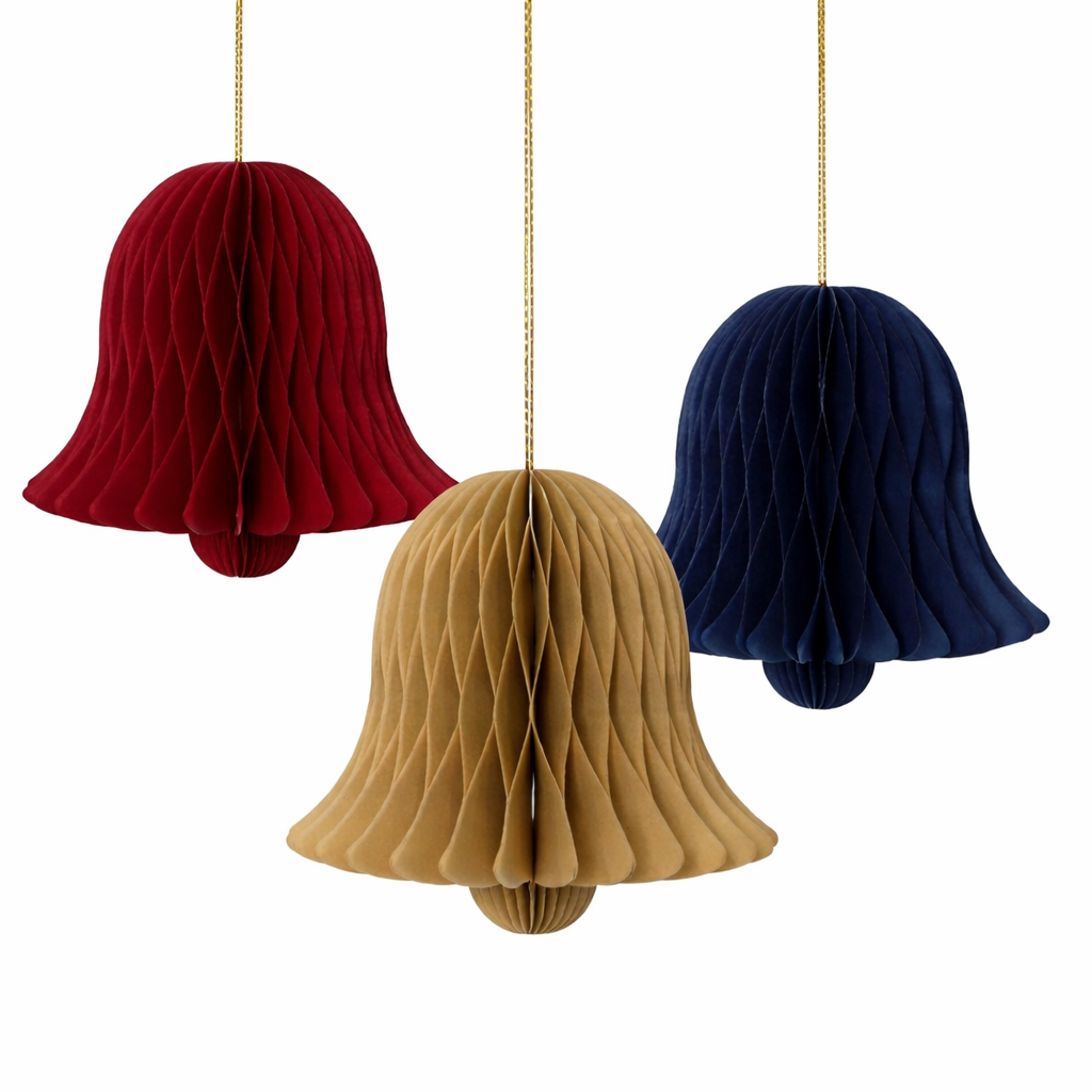 Premium Honeycomb Christmas Bell Hanging Ornament – 3D Paper Holiday Decoration (Luxury Color Collection)