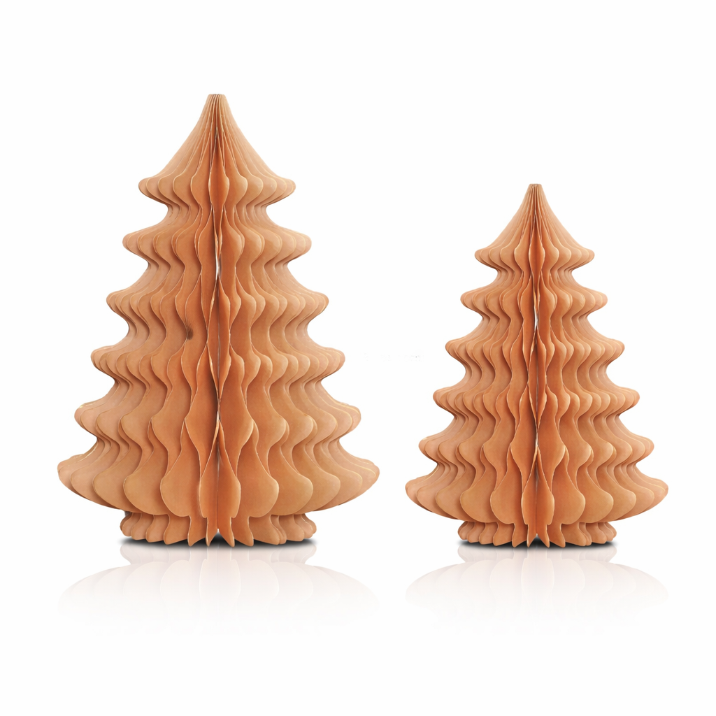 Natural Kraft 3D Honeycomb Christmas Tree – Minimal Tabletop Decoration