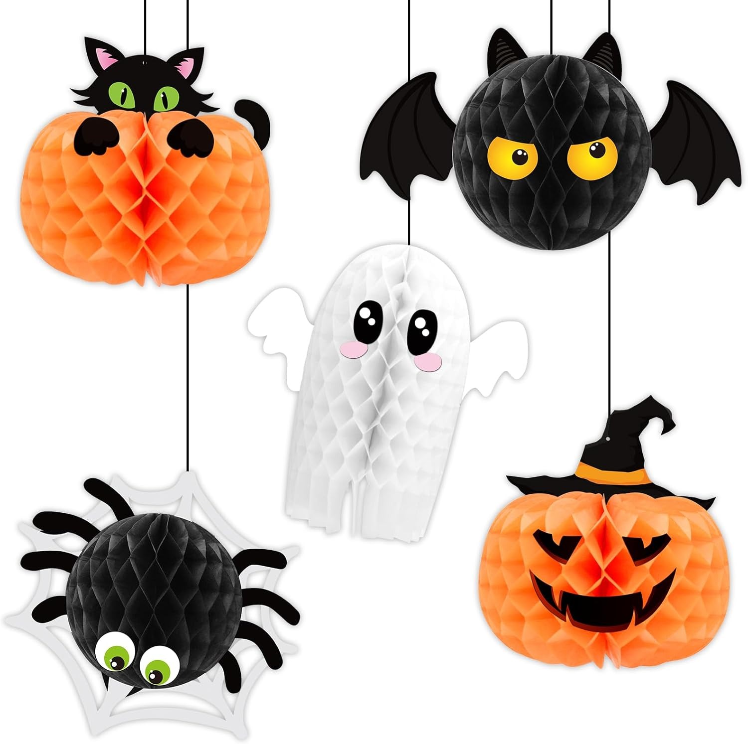 Cute Halloween Honeycomb Hanging Decoration Set