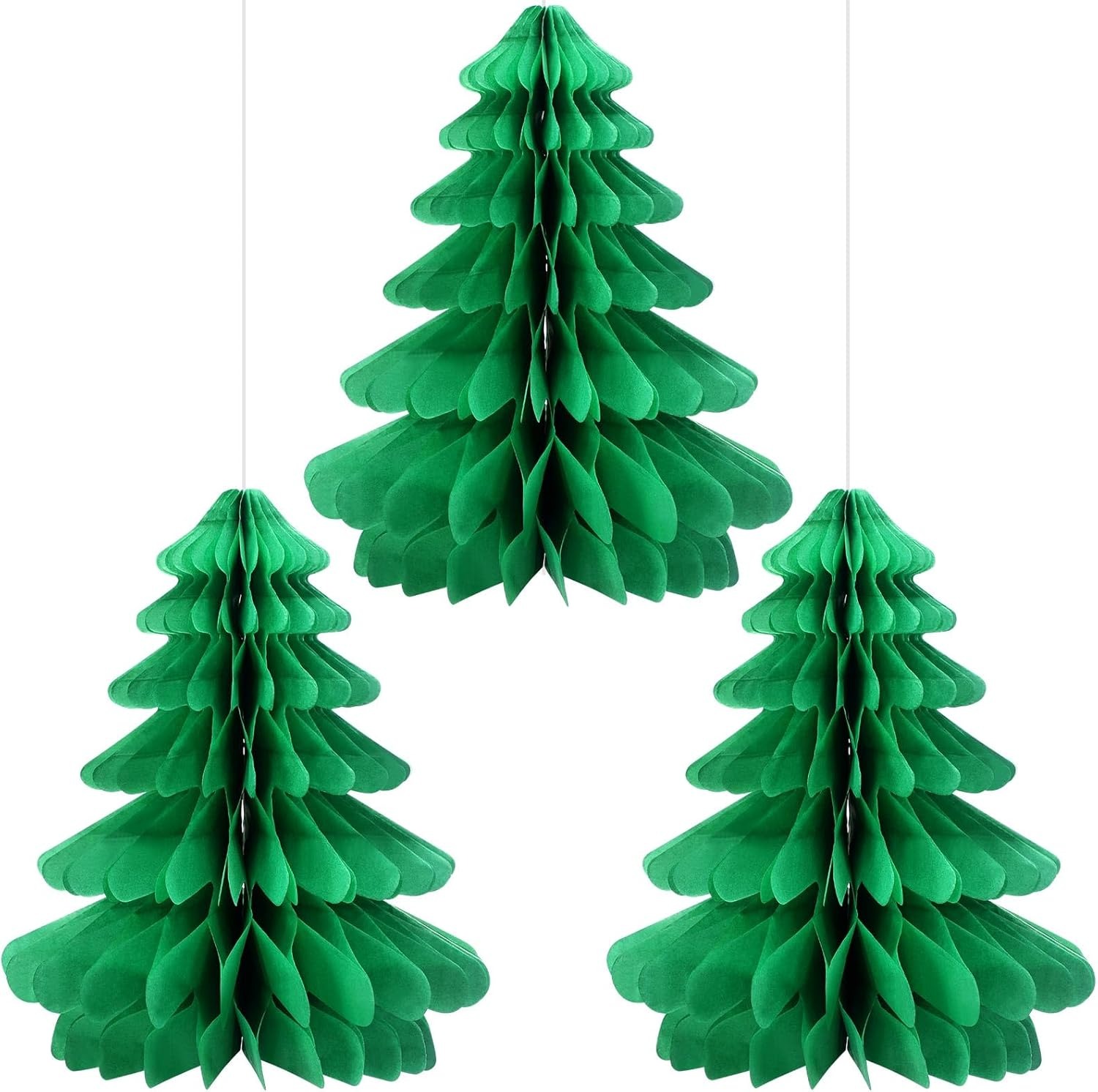 3D Honeycomb Christmas Tree Hanging Decoration – Green Paper Ornament