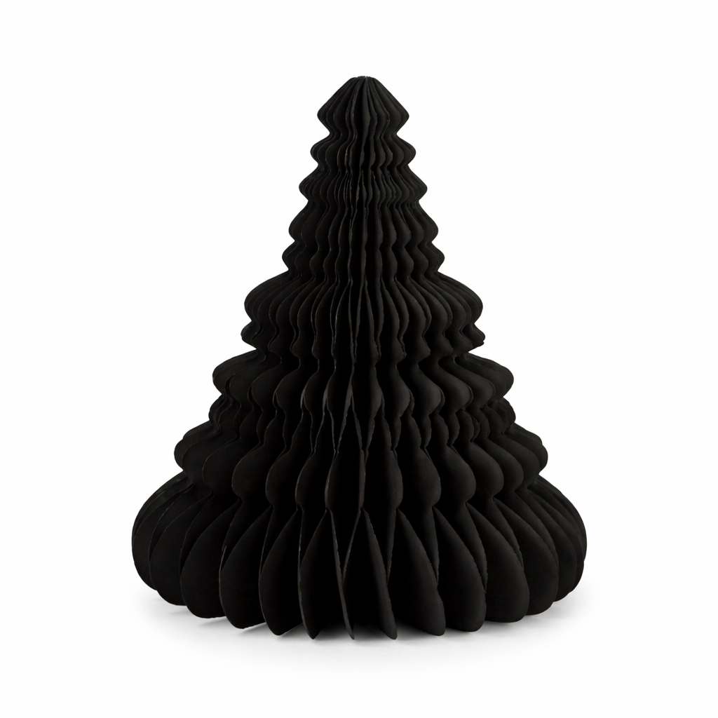 3D Black Paper Christmas Tree Decoration – Foldable Modern Table Centerpiece