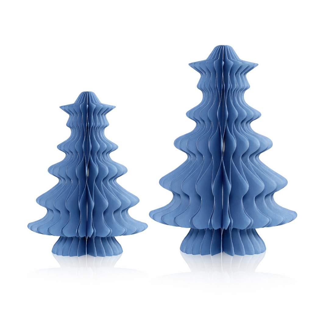 3D Blue Star Top Paper Christmas Tree Decoration – Foldable Table Centerpiece