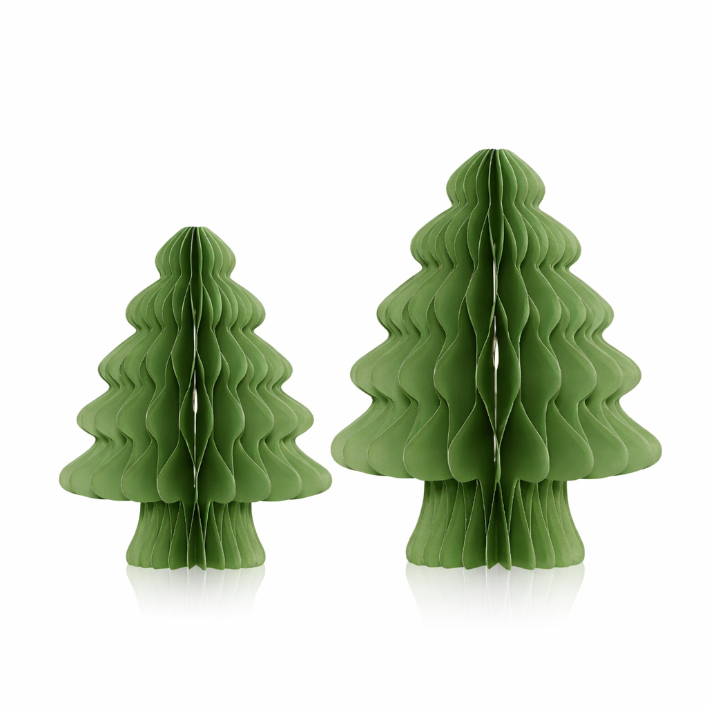 3D Green Paper Christmas Tree Decoration – Foldable Table Centerpiece Set