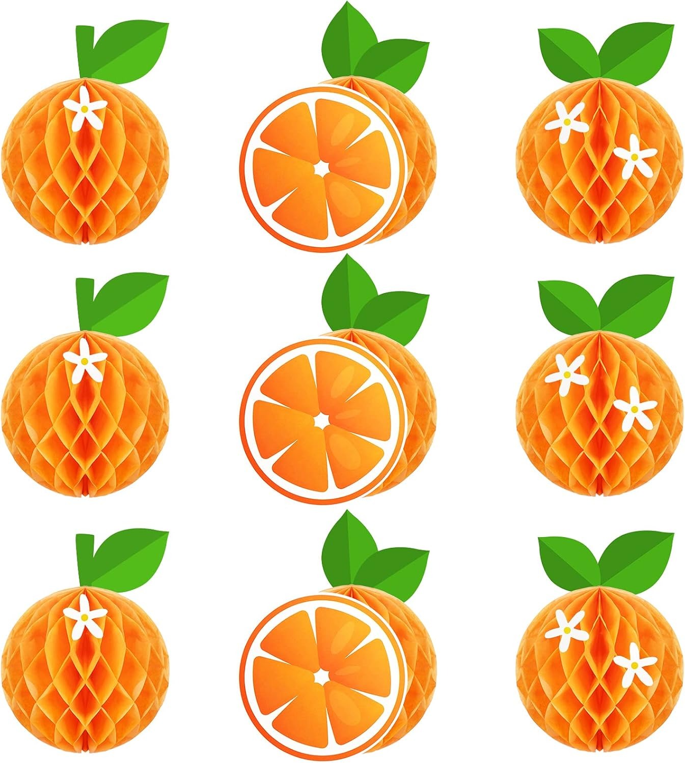 Orange Honeycomb Paper Decoration – 3D Citrus Fruit Hanging Party Decor