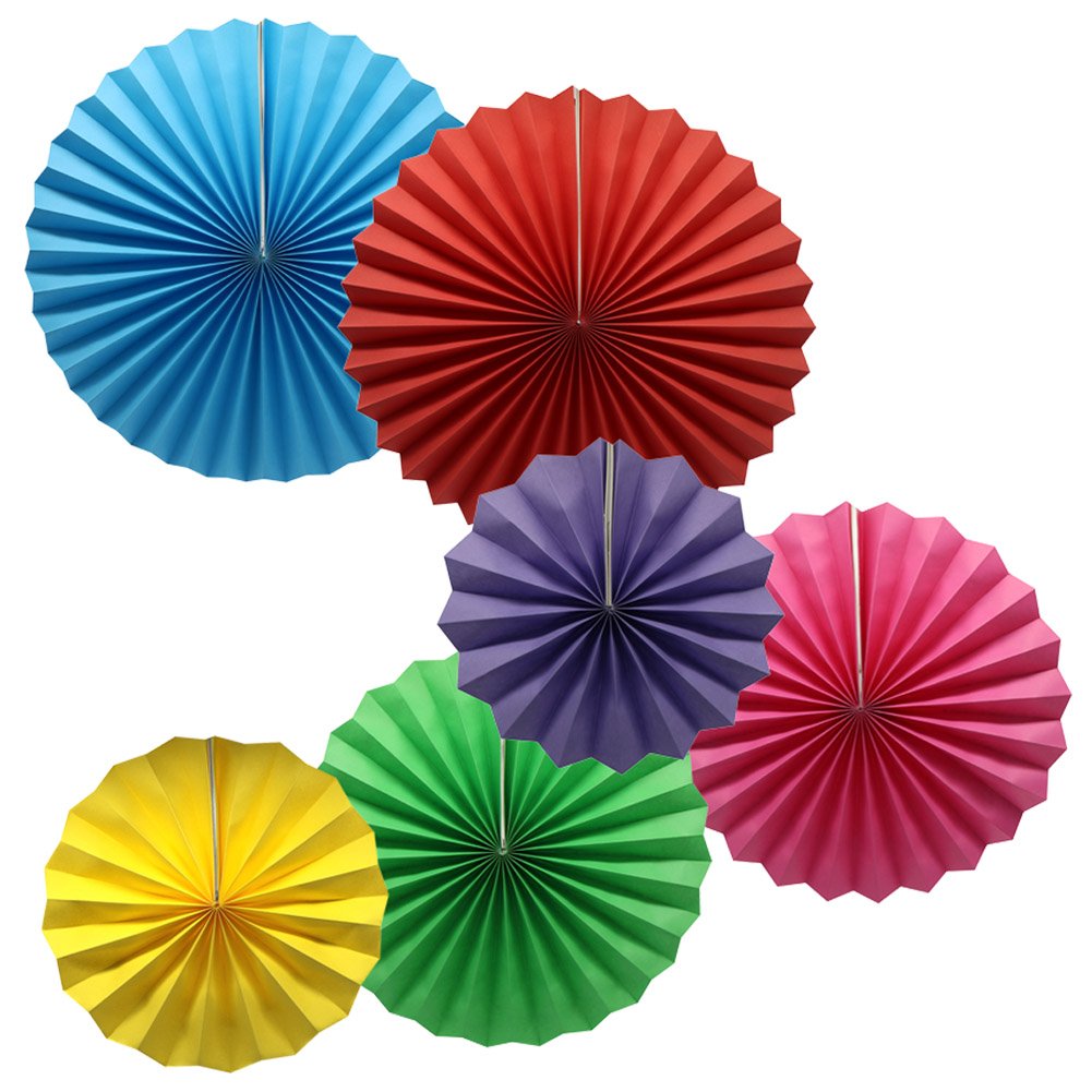 6 Pcs Paper Fan Decoration Set – Multicolor Hanging Party Backdrop Fans