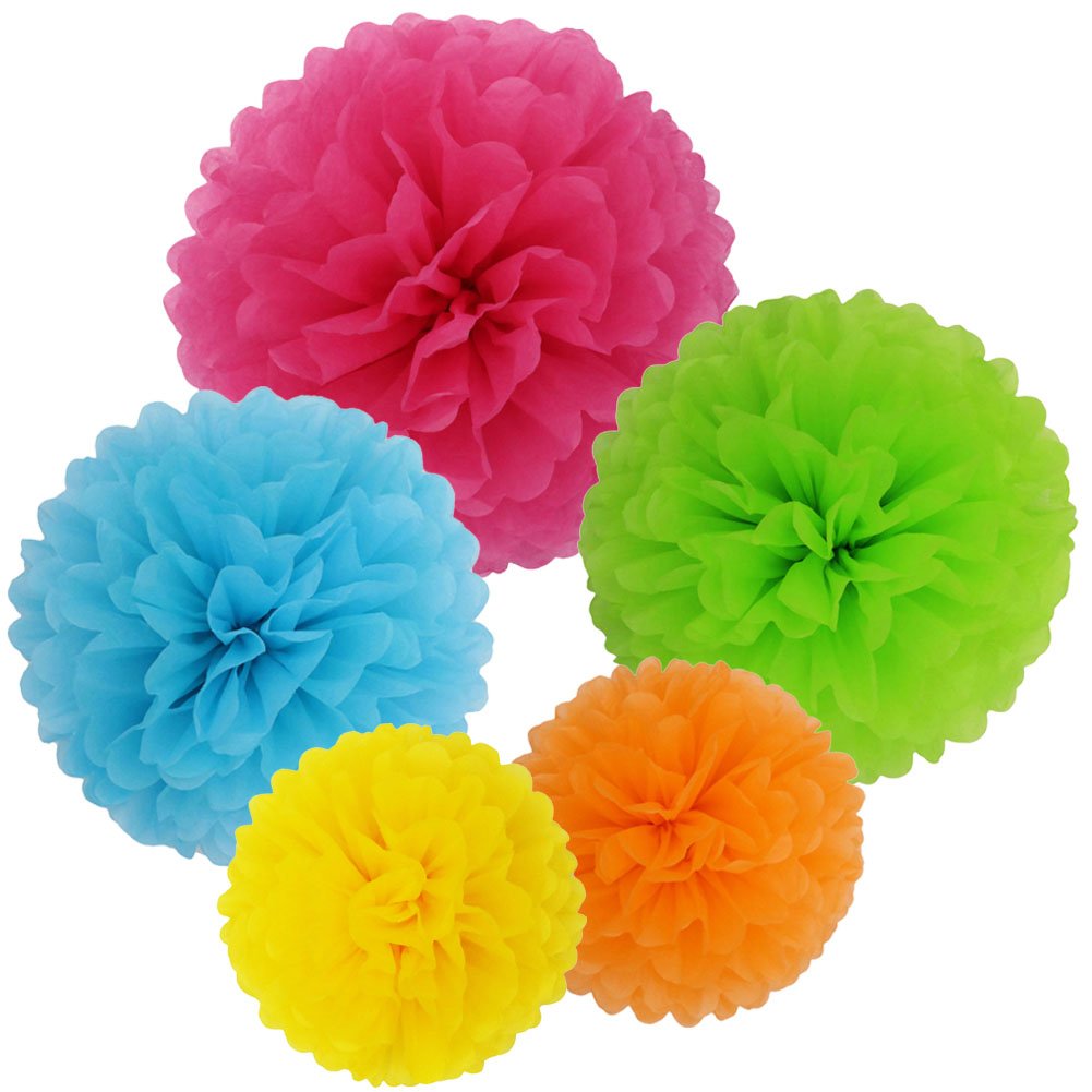 Multicolor Tissue Paper Pom Pom Decoration Set – Hanging Party Flower Balls