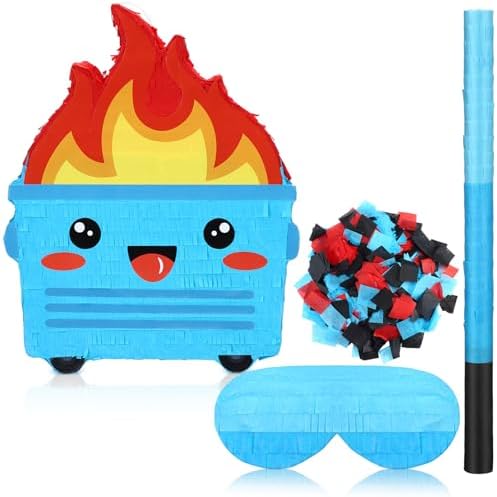 Flaming Dumpster Fire Pinata Party Decoration for Kids Birthday & Funny Theme Parties
