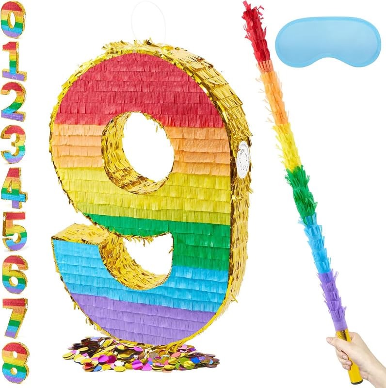 Rainbow Number Pinata Birthday Party Decoration (Numbers 0–9)