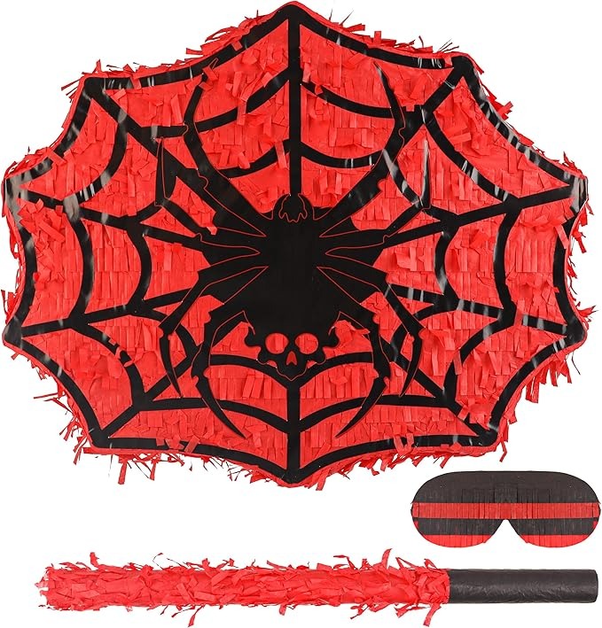 Spider Web Pinata with Stick & Blindfold for Halloween Party Decoration