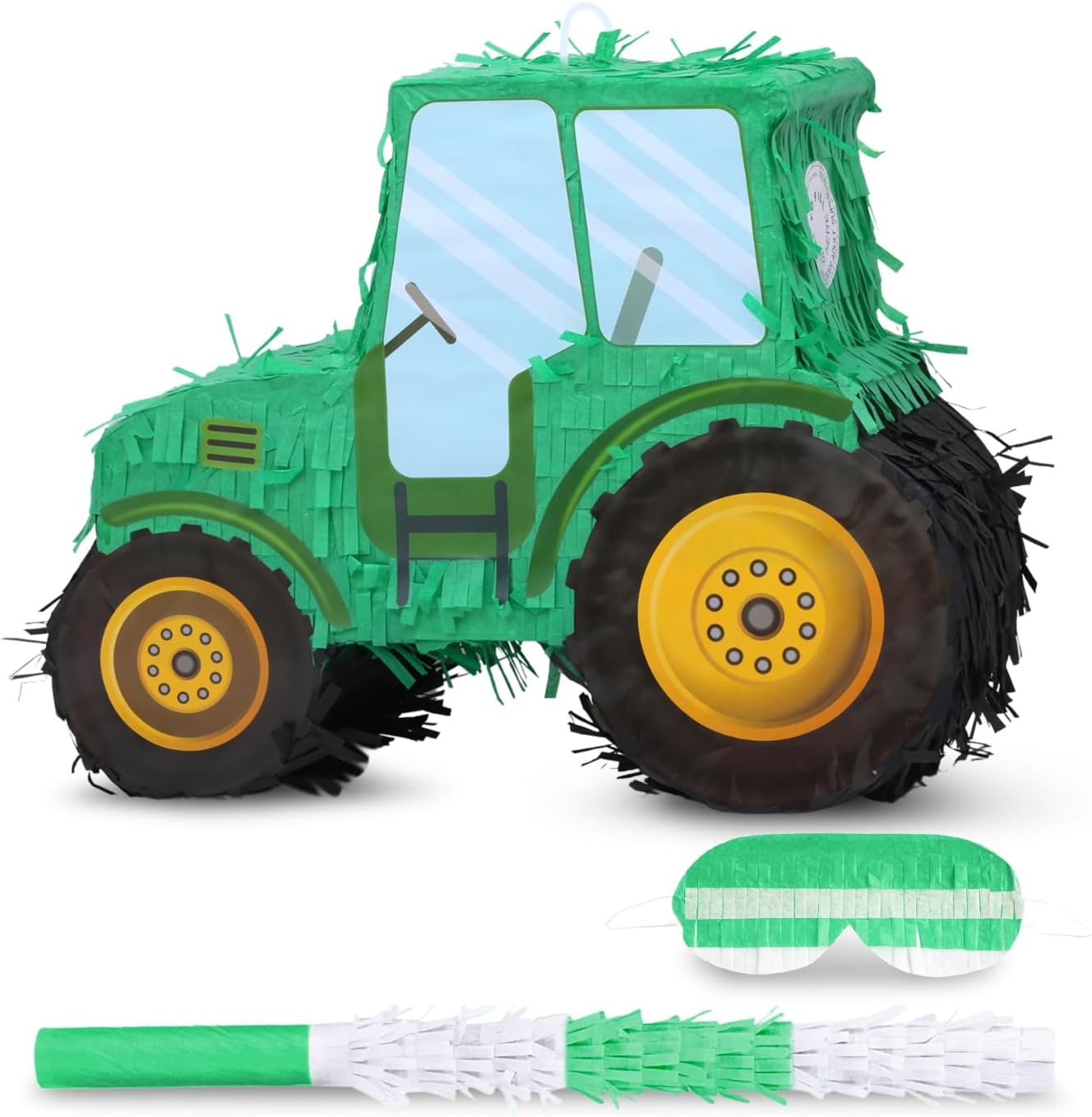 Tractor Pinata with Stick & Blindfold for Kids Birthday Party Decoration