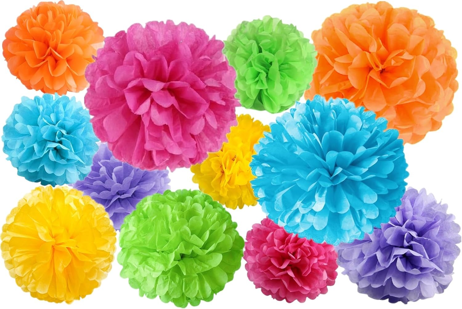 Tissue Paper Pom Poms Decoration Set – Colorful Hanging Party Pom Poms
