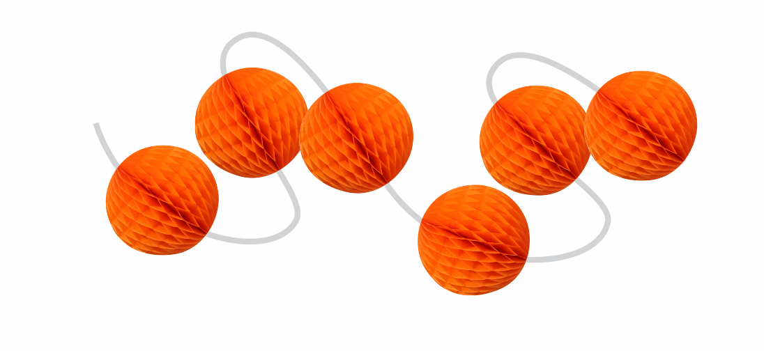 Orange Honeycomb Ball Garland Decoration – Hanging Paper Honeycomb Balls for Halloween, Birthday Party, Event & Festival Decoration