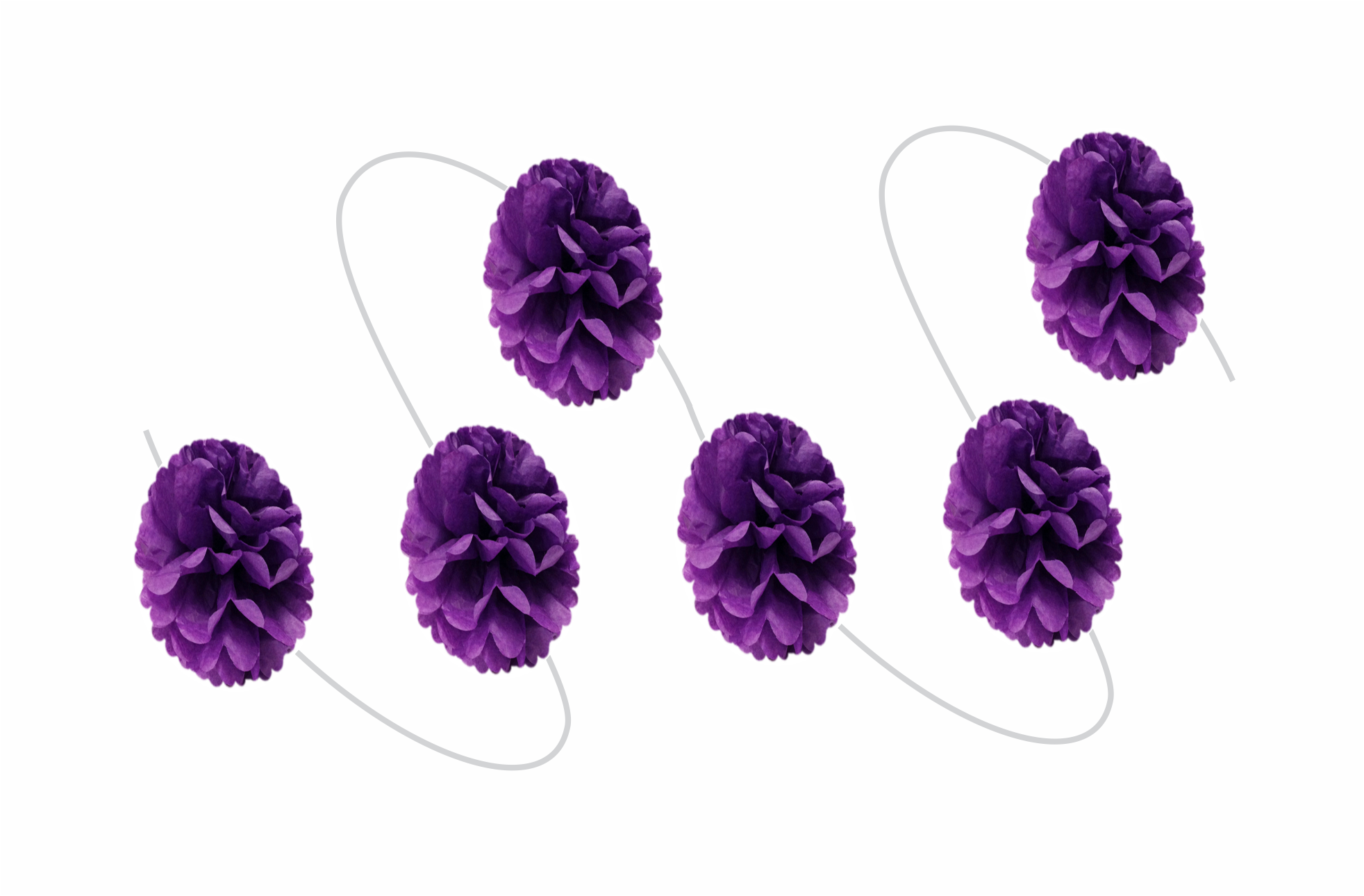 Purple Tissue Pom Pom Garland Decoration – Hanging Paper Flower Garland for Birthday Party, Baby Shower, Wedding & Event Decoration
