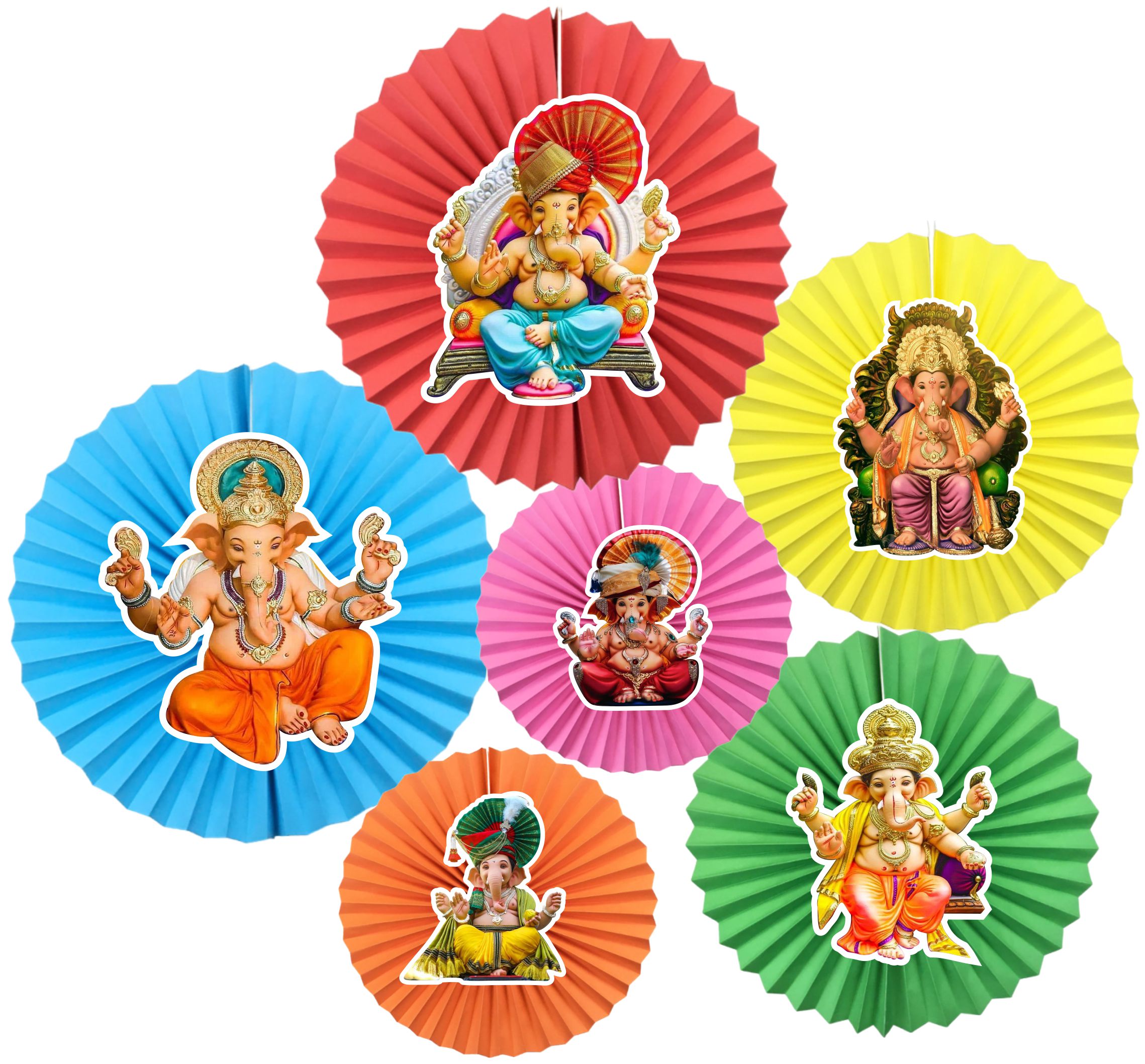 Ganesh Paper Fan Decoration Set – 6 Pieces Wholesale Manufacturer