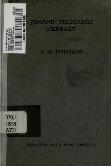 Cover of Johann Friedrich Herbart a study in pedagogics. --