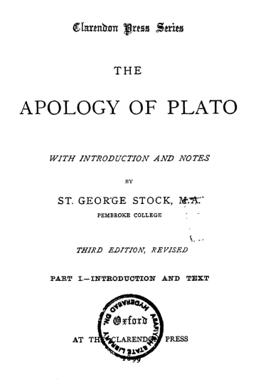 Cover of The Apology Of Plato