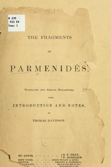 Cover of The fragments of Parmenides