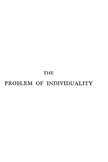 Cover of The Problem Of Individuality