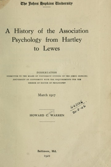 Cover of A history of the association psychology from Hartley to Lewes