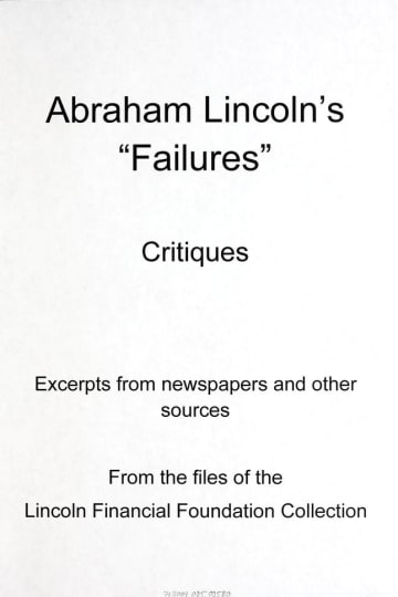 Cover of Abraham Lincoln's "failures"