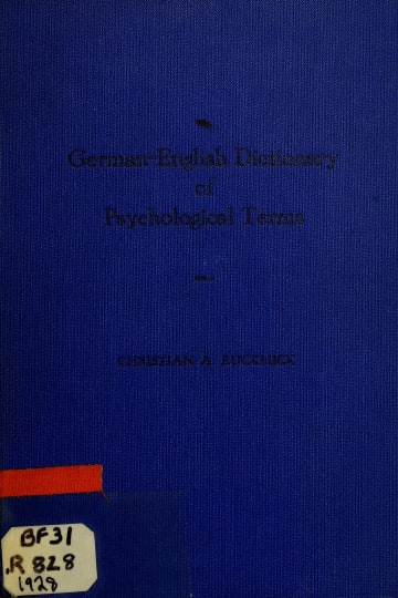 Cover of German-English Dictionary of Psychological Terms