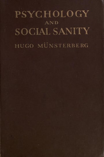 Cover of Psychology and social sanity