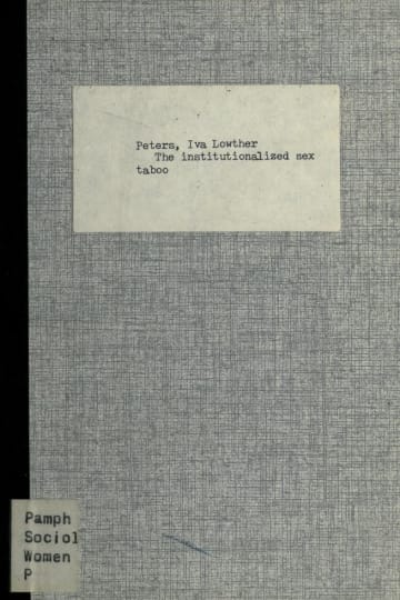 Cover of The institutionalized sex taboo