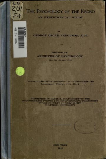 Cover of The psychology of the Negro; an experimental study