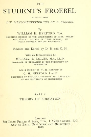 Cover of The student's Froebel : adapted from Die Menschenerziehung of F. Froebel