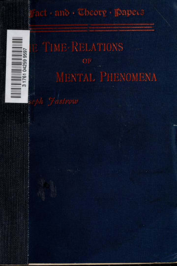 Cover of The time-relations of mental phenomena