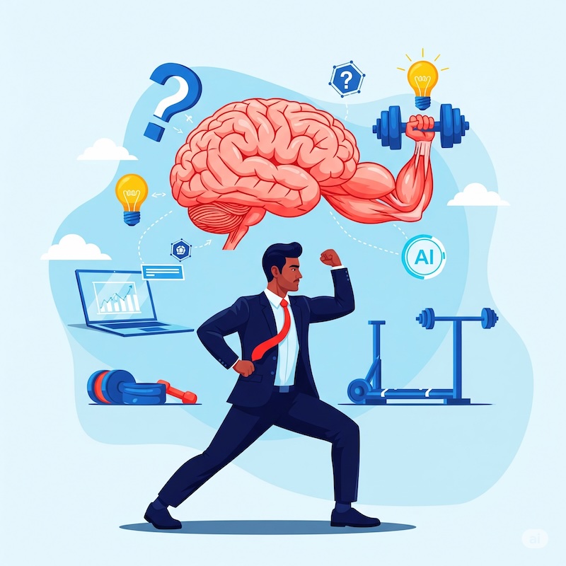 Cognitive fitness metaphor for maintaining thinking skills while using AI tools